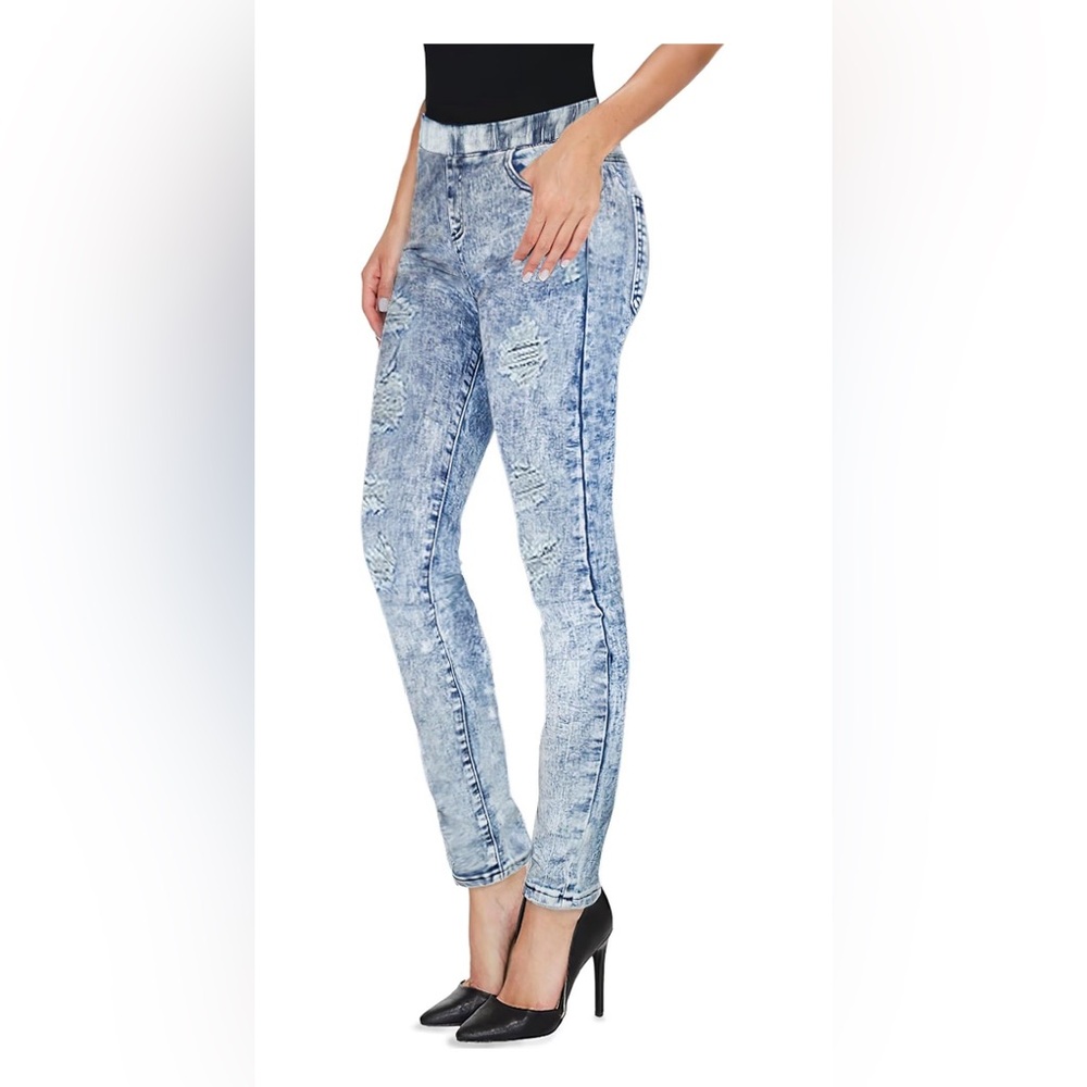 Hybrid & company Light Blue Acid-Washed Jeggings